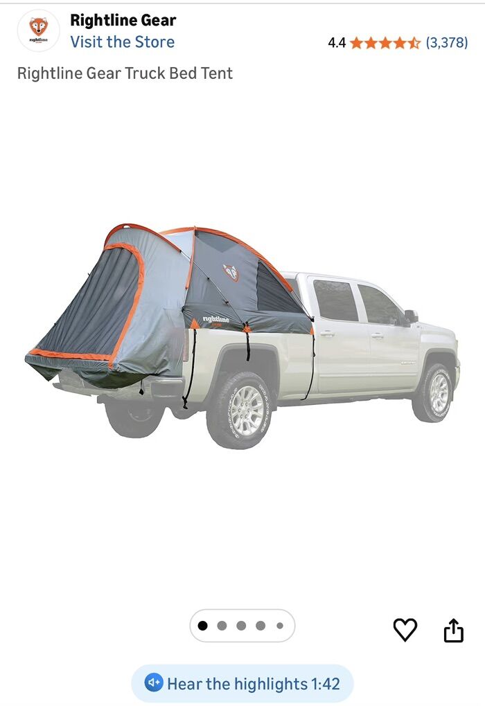 Long bed truck tent 8ft.