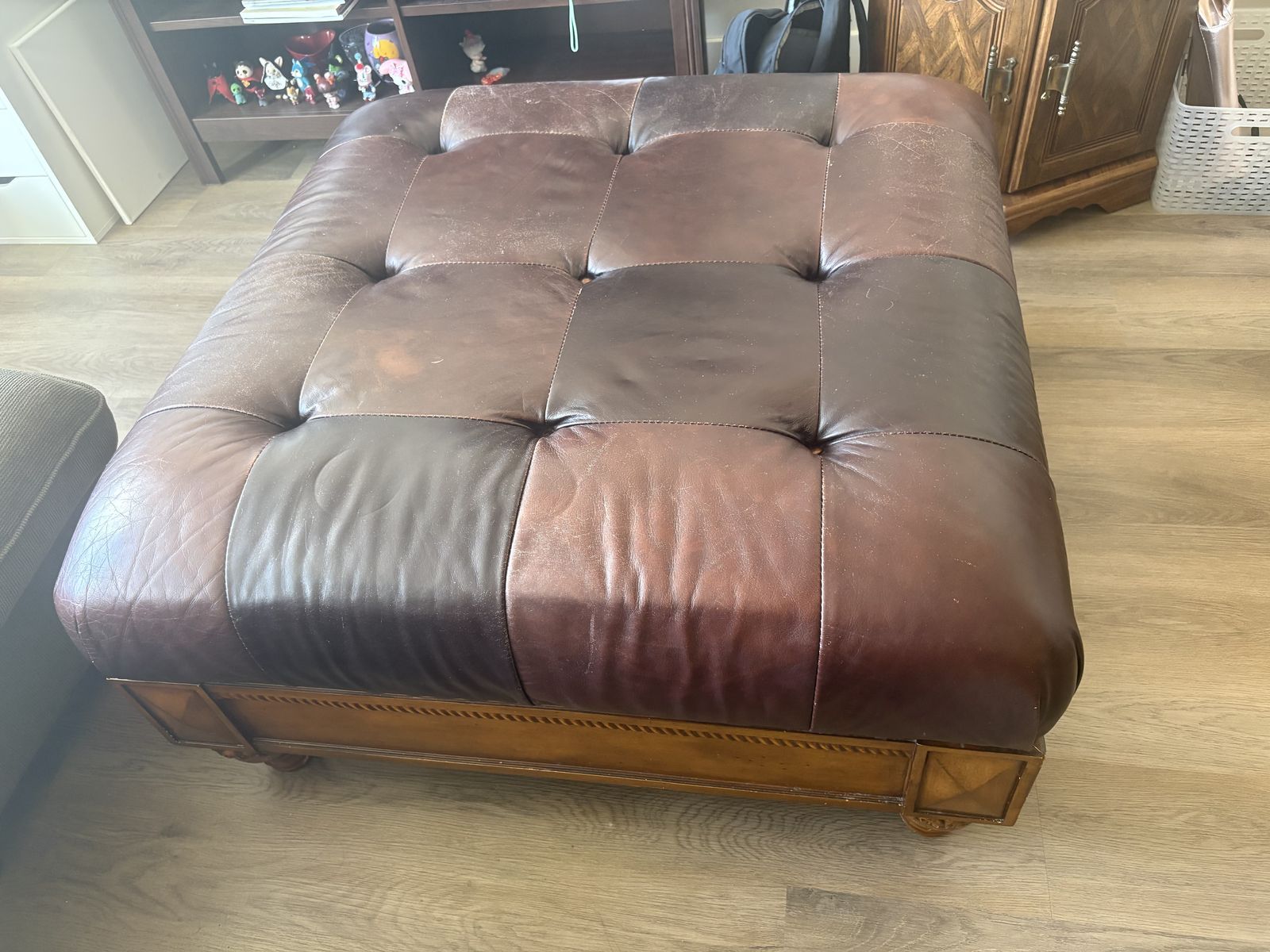 Leather ottoman