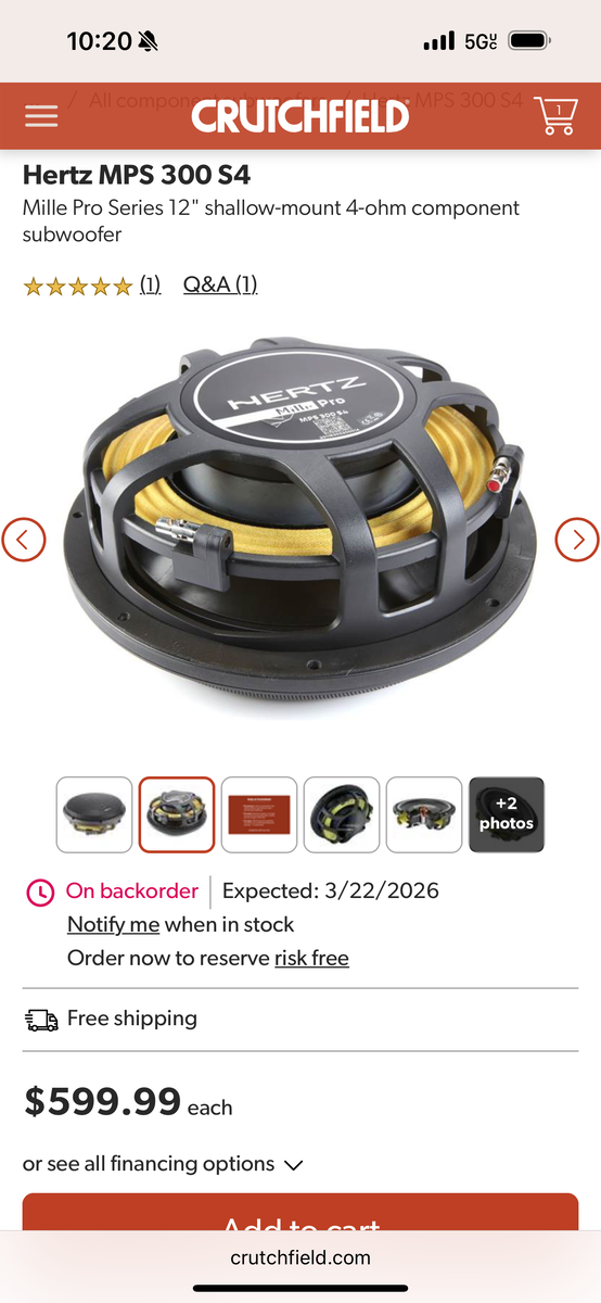 Hertz 12”MPS-300 S4, Like New!