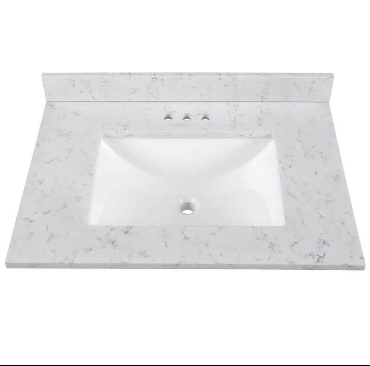 31 in. W x 22 in. D Engineered Stone Composite White Rectangular Single Sink Vanity Top
