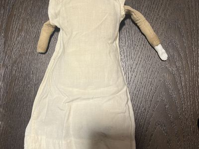 Vintage German Porcelain Head Doll Blonde Curly Hair Blue Eyes Cloth Body Antique Decor