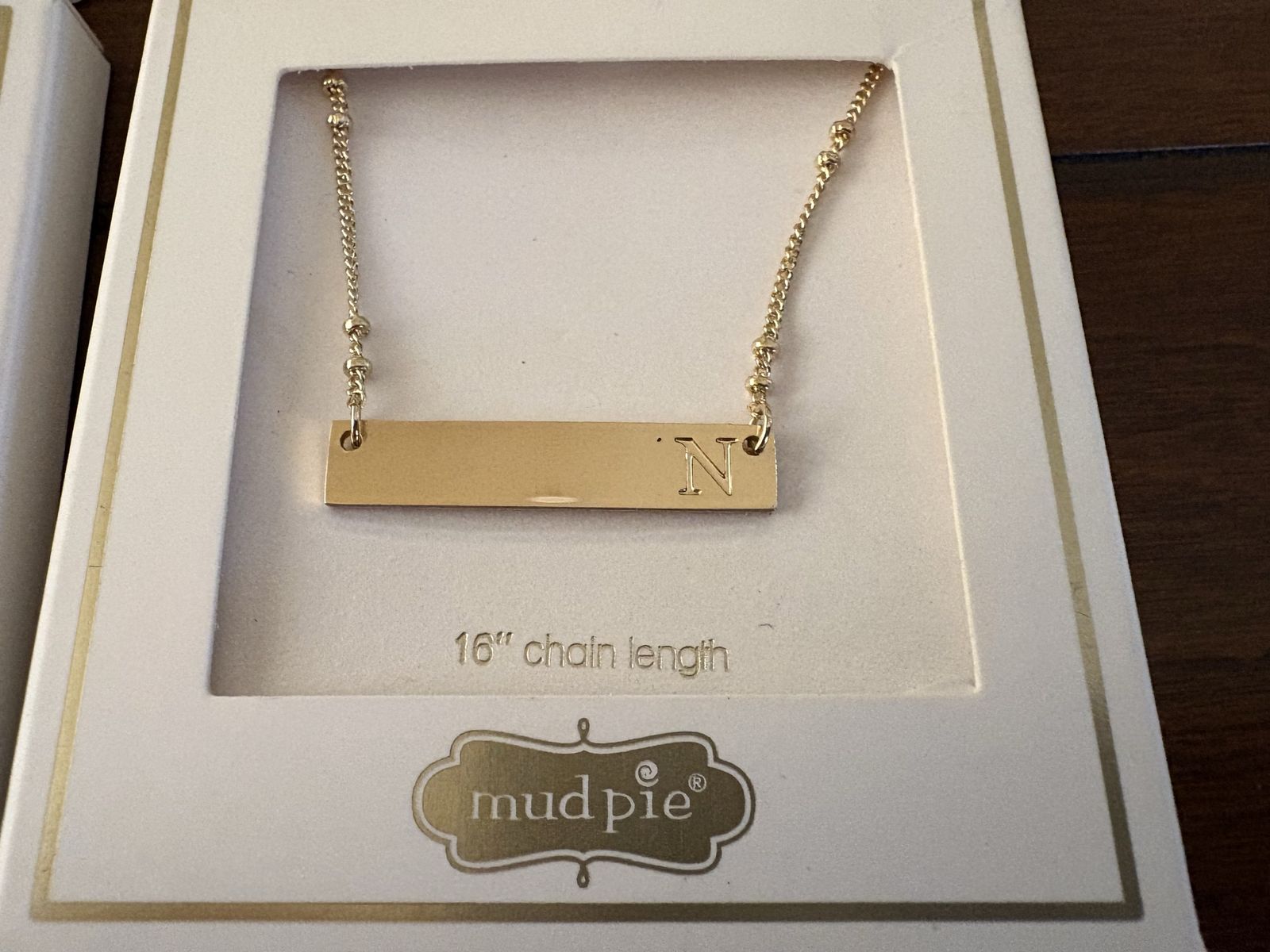New Gold Tone Bar w/ Letter N Necklace - 4 Available 