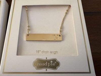 New Gold Tone Bar w/ Letter N Necklace - 4 Available