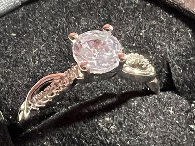 Adjustable Stainless Steel Ring with Clear Gemstone and Pave Accents Size-8.5