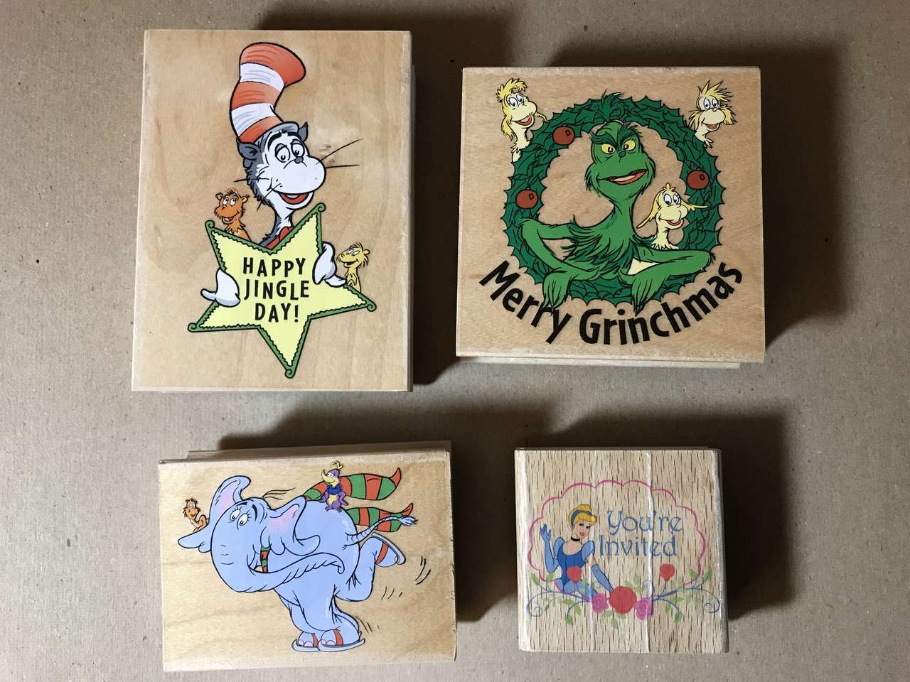 Merry Grinchmas, Cat In the Hat Happy Jingle Day, Horton on Ice, All Night Media Rubber Stamps