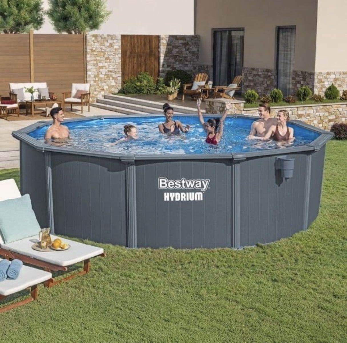Bestway Hydrium Fastlatch 16' x 52" Round Steel Wall Above Ground Pool