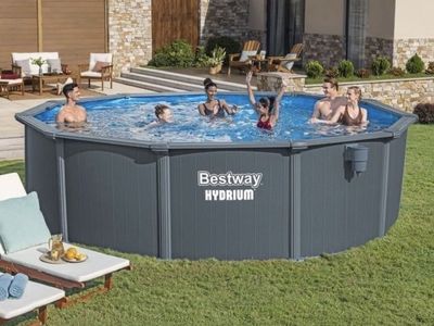 Bestway Hydrium Fastlatch 16' x 52" Round Steel Wall Above Ground Pool