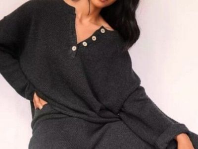 Free People Beach Hailee Sweater Two Piece Set Top Crop Wide Leg Pant Black XS