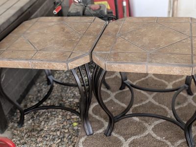 patio table set of three tile tops. great condition