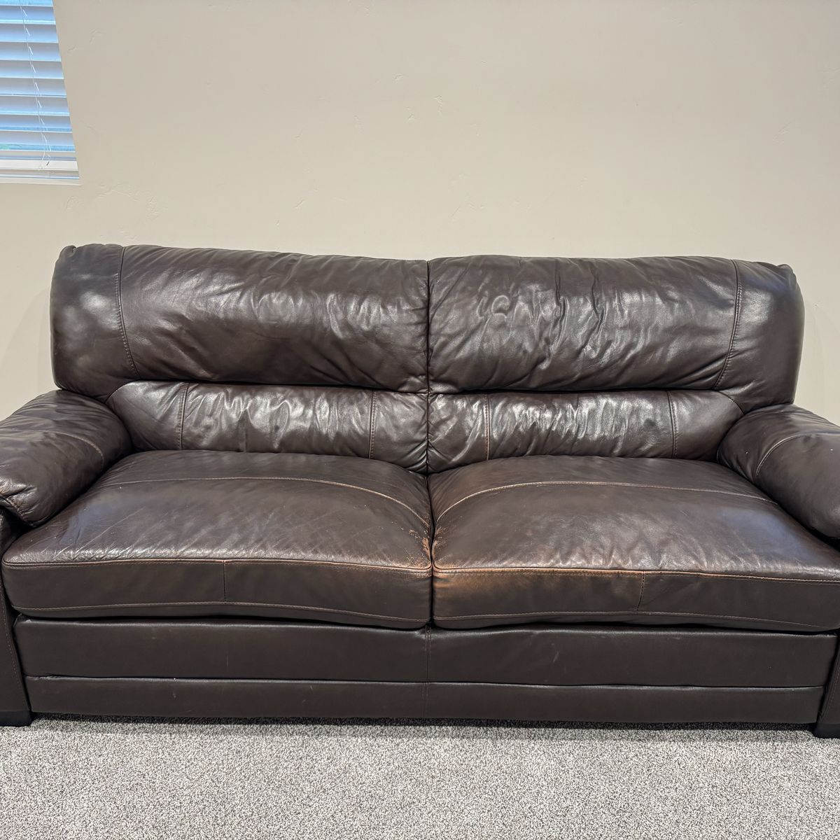Faux Brown Leather Couch And Seat