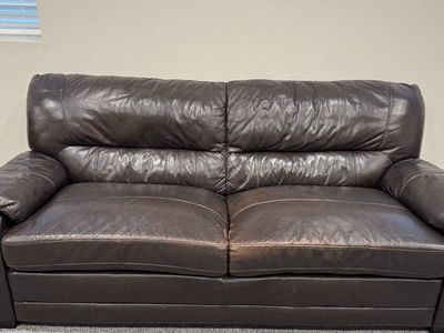 Faux Brown Leather Couch And Seat