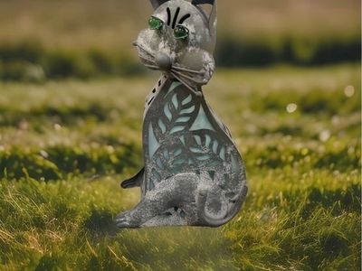 Metal Cat OutDoor Decor Solar Light