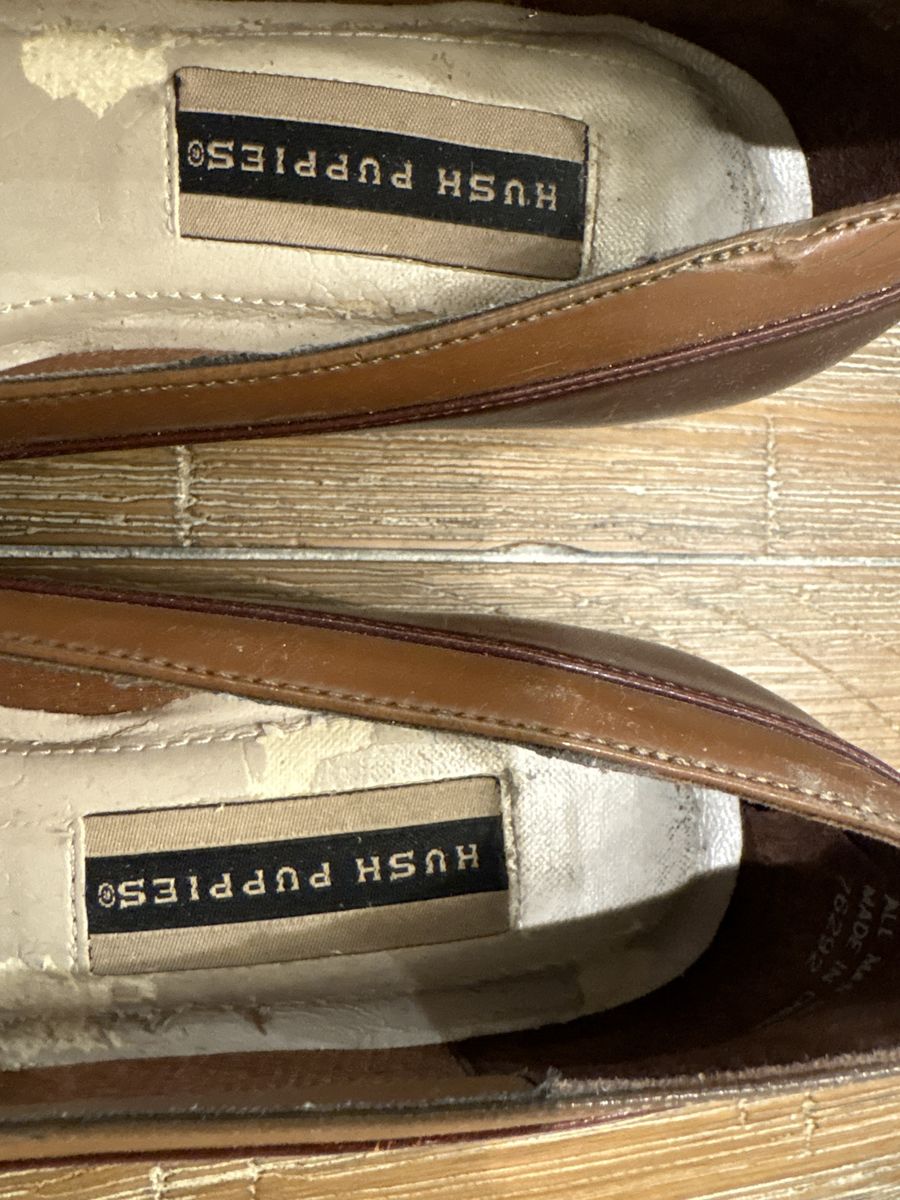 Hush Puppies Women's Vintage Brown Leather Low Block Heel Pumps Size 7