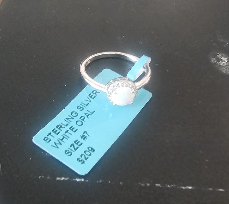 STERLING SILVER WHITE OPAL RING