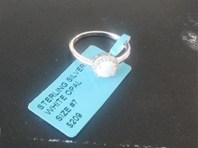 STERLING SILVER WHITE OPAL RING