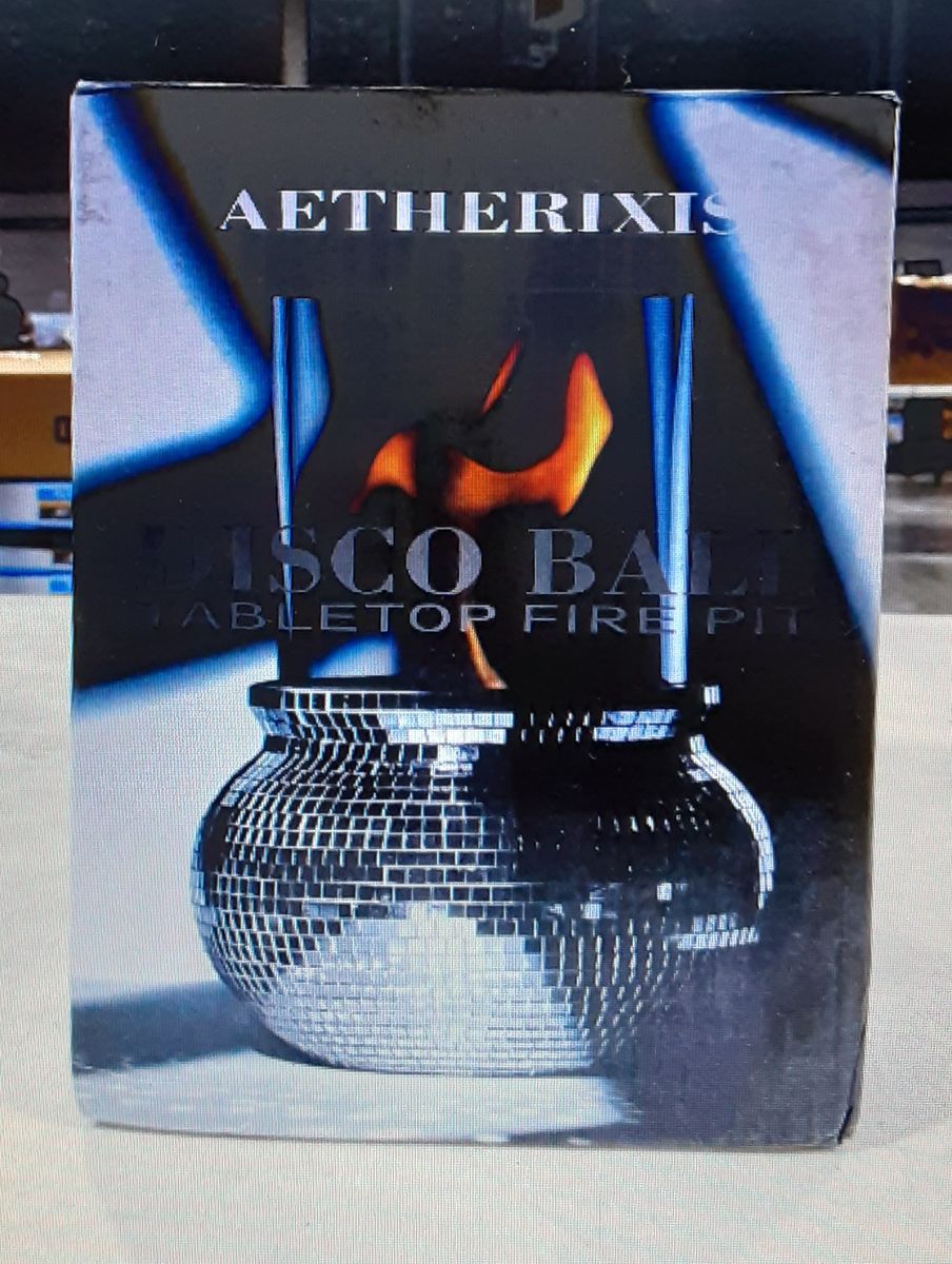 New Disco Ball Indoor/Outdoor Portable Tabletop Fire Pit With Glass - Essential Bio-Ethanol Fuel S’mores Kit