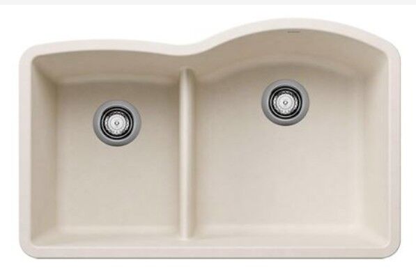 DIAMOND 32 in. Undermount Double Bowl Soft White Granite Composite Kitchen Sink