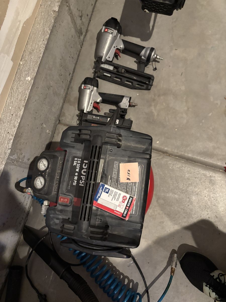 Air Compressor and Two Nail Guns