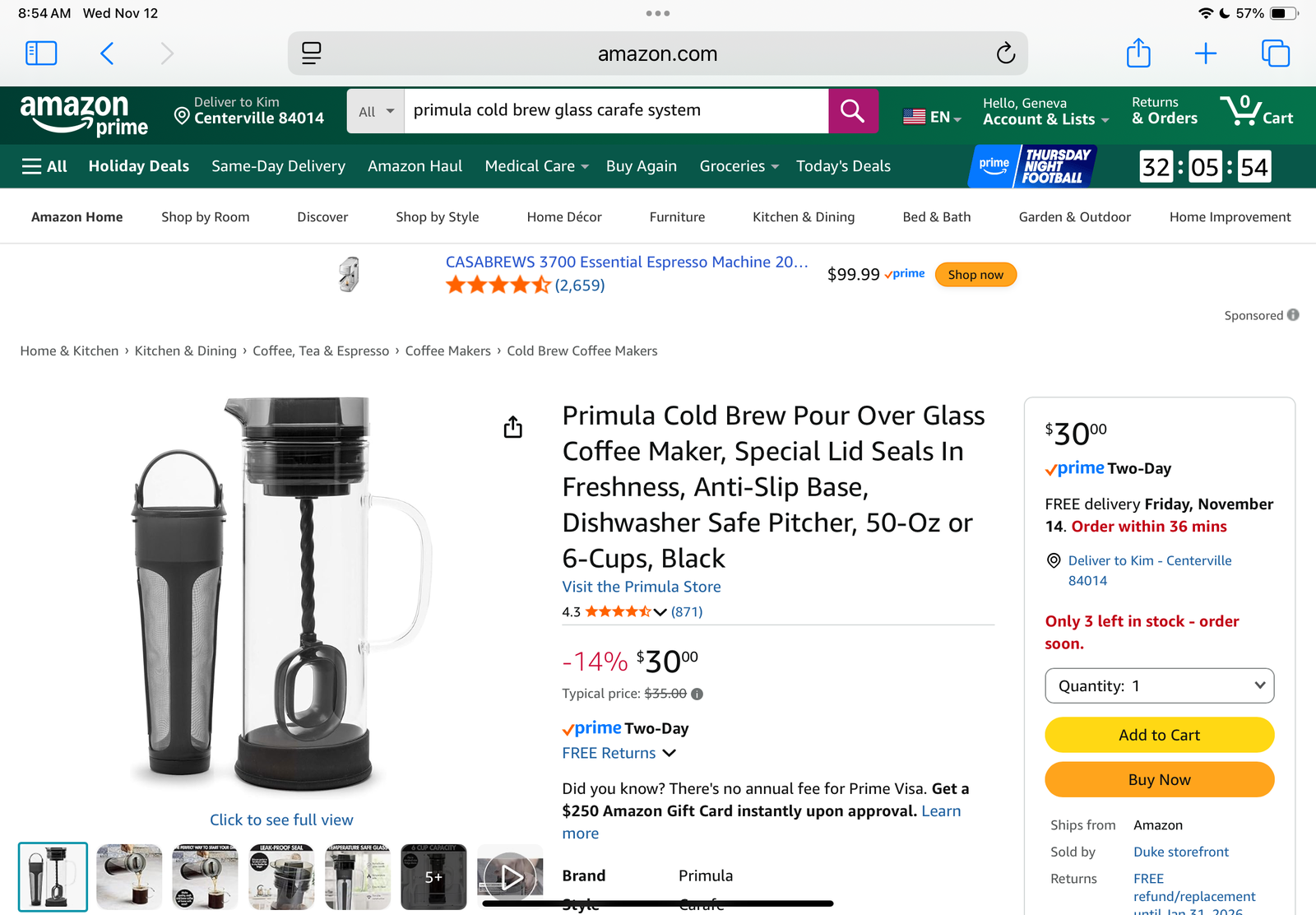 Primula cold brew glass Carafe system