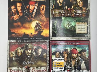 Pirates of the Caribbean DVD Blu-ray Movie Lot Disney Johnny Depp