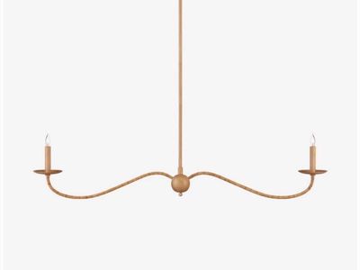 NEW McGee & Co. Saxon Linear Chandelier - Rattan Wrapped Iron Arms, Modern/Organic Update