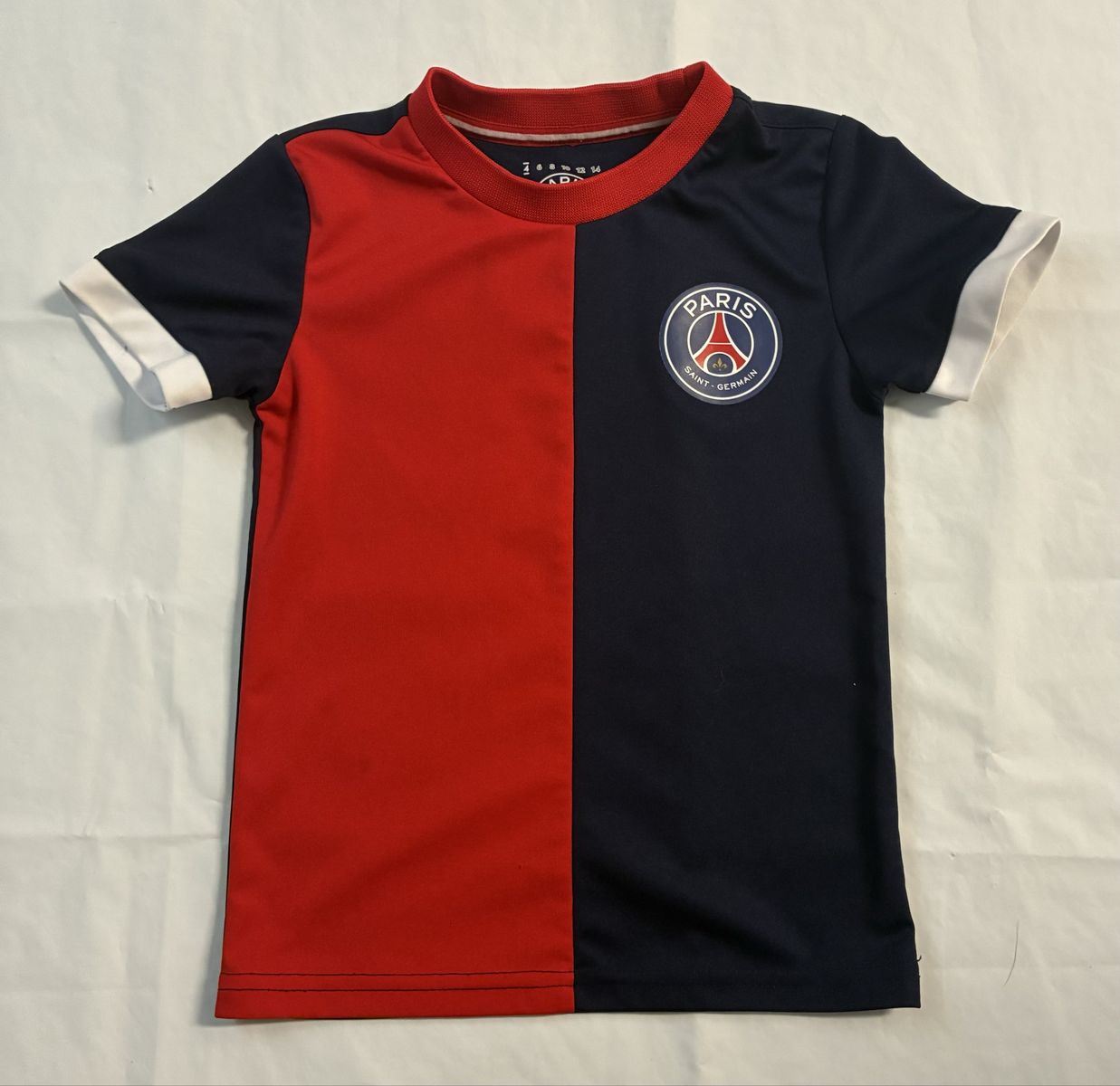 PSG 2024 Paris Saint-Germain Youth Soccer Jersey Size 4  Red/Navy Blue Short Sleeve