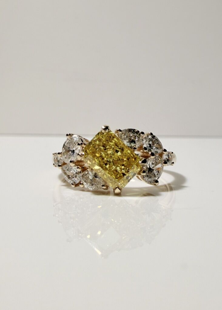 Radiant Cut Yellow Lab Grown Diamond Ring