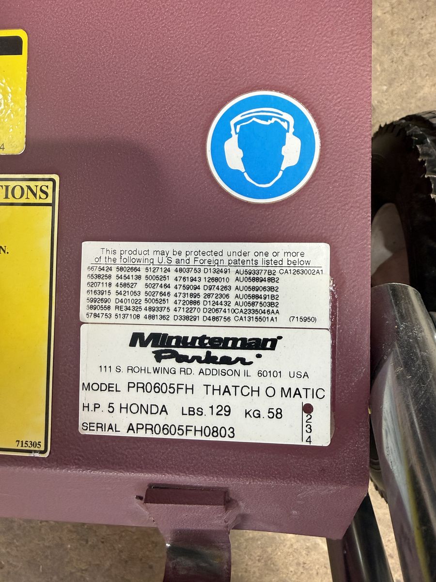 Parker PR0605FH Commercial Dethatcher / Power Rake Honda Low Hours