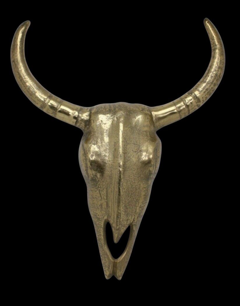 Cast Aluminum Gold Brass Tone Metal 20" Long Horn