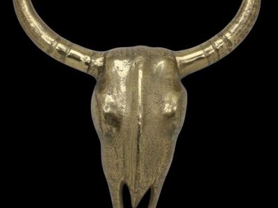 Cast Aluminum Gold Brass Tone Metal 20" Long Horn