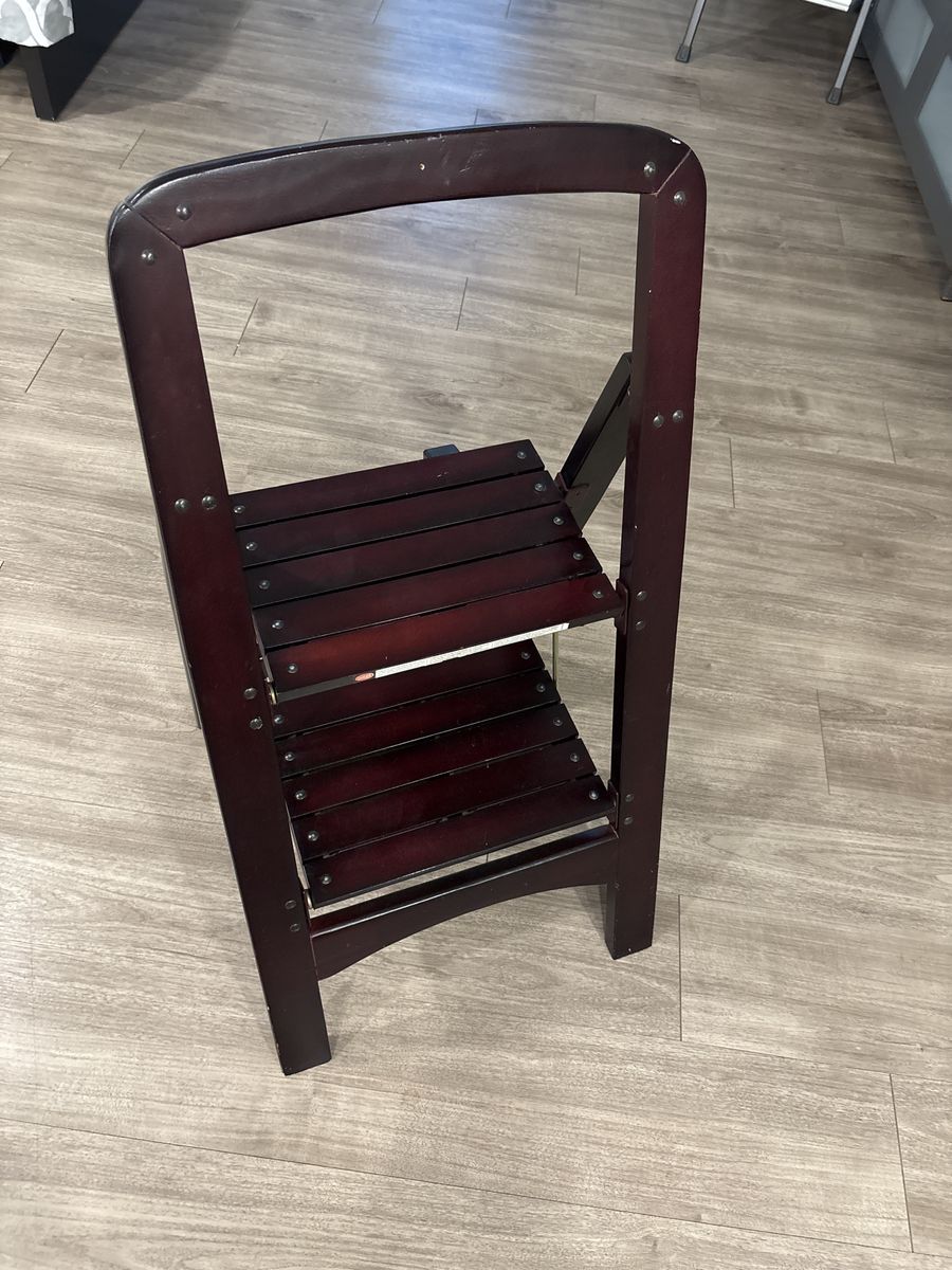 Dark Cherry Wooden 2-Step Folding Step Stool