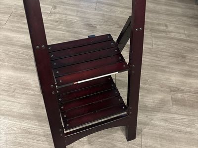 Dark Cherry Wooden 2-Step Folding Step Stool