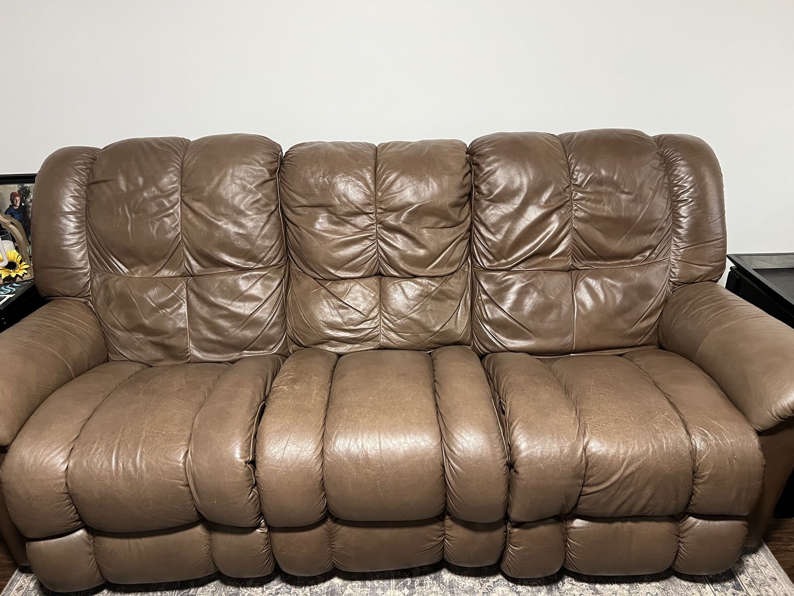 two Leather Brown Couches