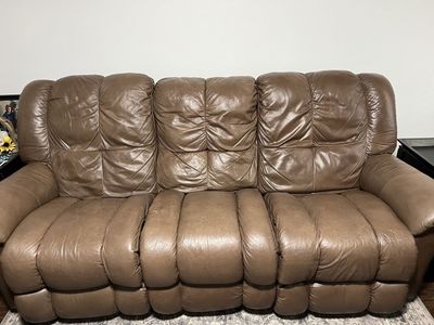 two Leather Brown Couches