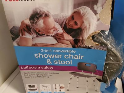 CVS Health 2-in-1 Convertible Shower Chair & Stool, 400 lbs Capacity, Adjustable Height