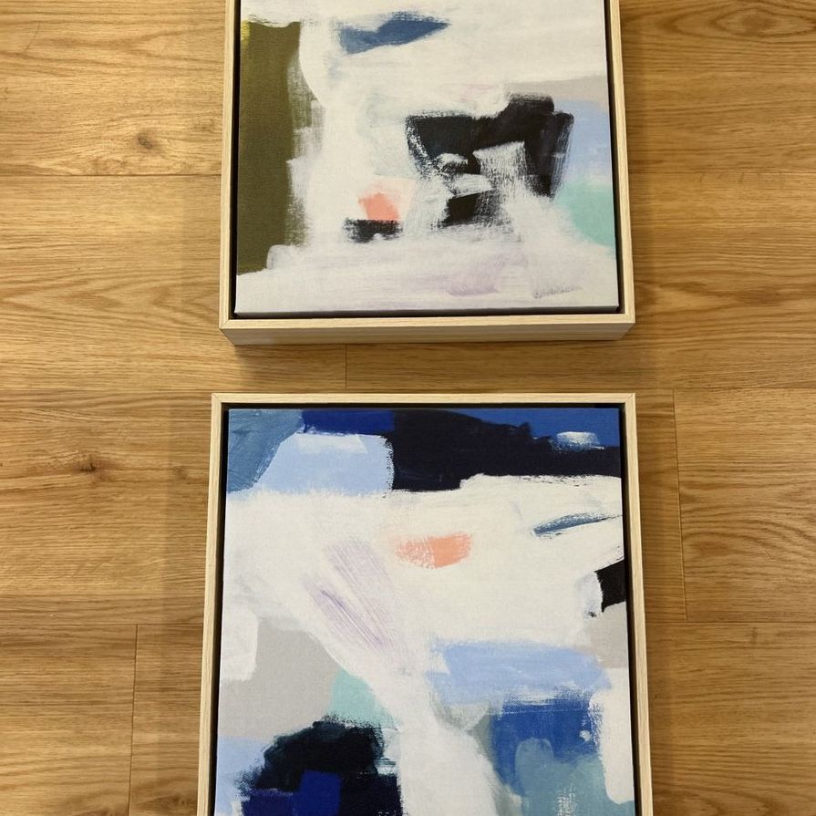 Set of 2 Framed Abstract Canvas Wall Art