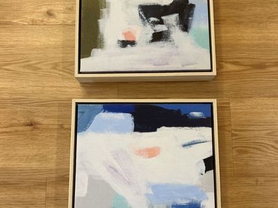 Set of 2 Framed Abstract Canvas Wall Art