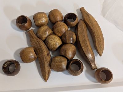 vintage mid-century carved wood fruit Philippines