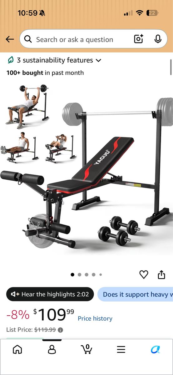 Brand New In Bow Adjustable Weight Bench with Leg Curl Attachment