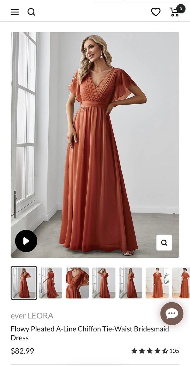 Ever Pretty Flowy Pleated A-Line Chiffon Bridesmaid Dress Size M
