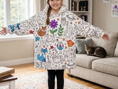 Craftikit Kids Wearable Blanket Hoodie Color & Wash Reusable.