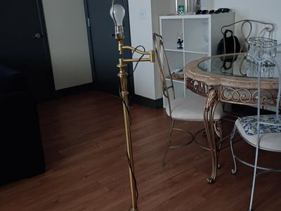 Vintage Stiffle Brass Swing Arm Floor Lamp ~52 Inches Tall