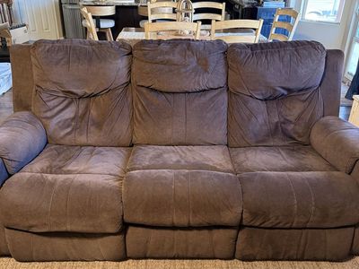 Brown Power Reclining Sofa and Loveseat Set - Comfort Seating for Your Living Room