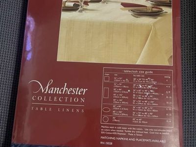 Manchester Collection Navy Blue Oblong Tablecloth, 60" x 120", Polyester Blend Table Linen