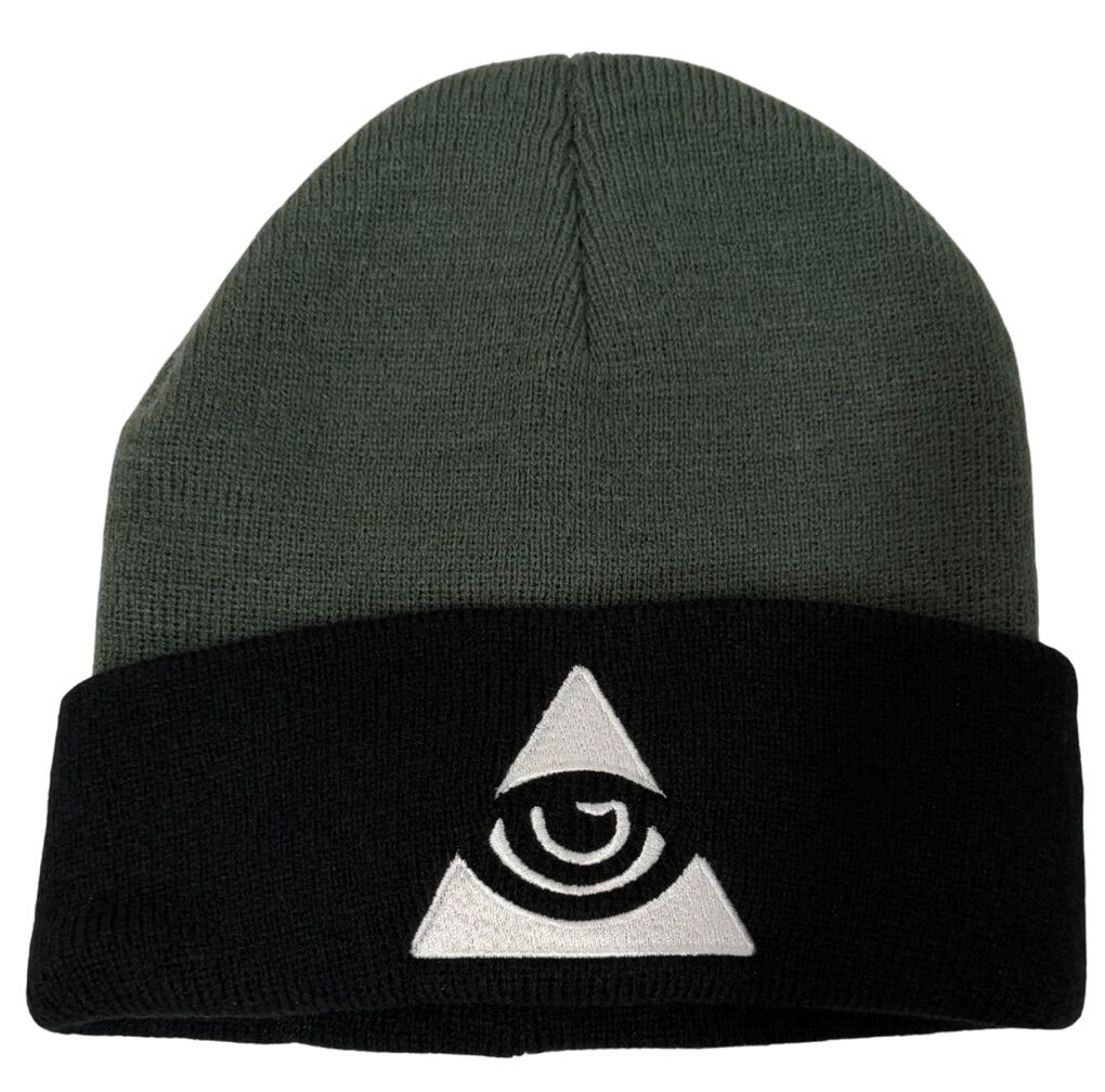 All Seeing Eye Olive & Black Cuffed Beanie - NWOT