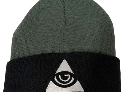 All Seeing Eye Olive & Black Cuffed Beanie - NWOT