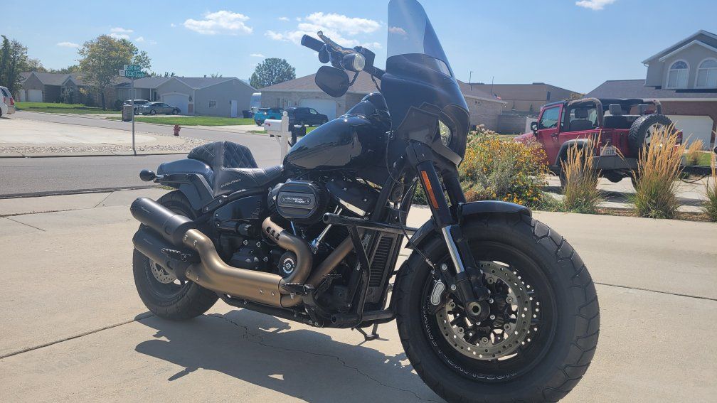 Harley-Davidson Fat Bob 114 Black Motorcycle - Great Condition, Low Mileage, Custom Exhaust