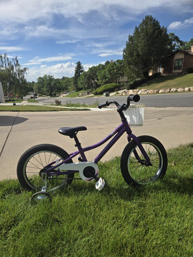 Giant Liv Adore 16" Wheel Purple Bike with Training Wheels & Basket