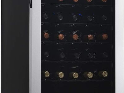 NEW NewAir 33 Bottle Wine Fridge, Freestanding or Built-In Refrigerator, Stainless Steel Cooler