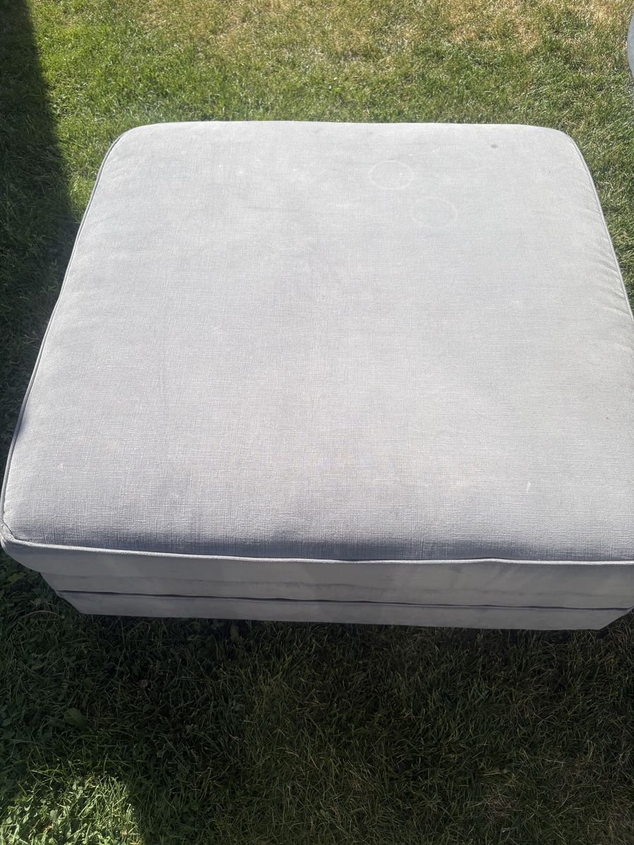 Versatile Gray Fabric Ottoman - Multi-functional Square Footrest or Extra Seating